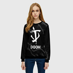 Свитшот женский Doom glitch на темном фоне, цвет: 3D-черный — фото 2