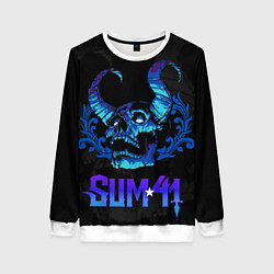 Свитшот женский Sum41 horns skull, цвет: 3D-белый