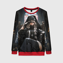 Свитшот женский Монашка 2b от нейросети, цвет: 3D-красный
