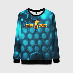 Свитшот женский CS GO blue neon, цвет: 3D-черный