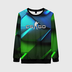 Свитшот женский CS GO green blue abstract, цвет: 3D-черный