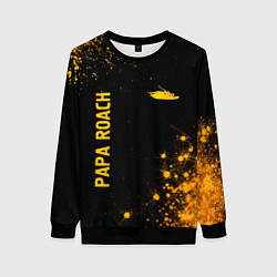 Свитшот женский Papa Roach - gold gradient: надпись, символ, цвет: 3D-черный