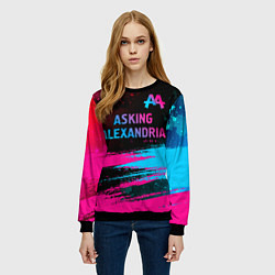 Свитшот женский Asking Alexandria - neon gradient: символ сверху, цвет: 3D-черный — фото 2