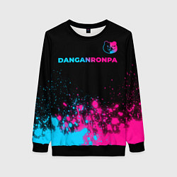 Свитшот женский Danganronpa - neon gradient: символ сверху, цвет: 3D-черный