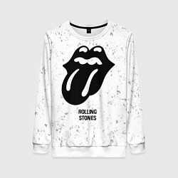 Свитшот женский Rolling Stones glitch на светлом фоне, цвет: 3D-белый