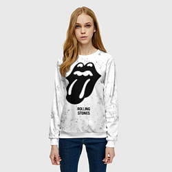 Свитшот женский Rolling Stones glitch на светлом фоне, цвет: 3D-белый — фото 2