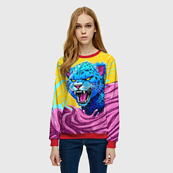 Свитшот женский Кислотный Леопард, цвет: 3D-красный — фото 2