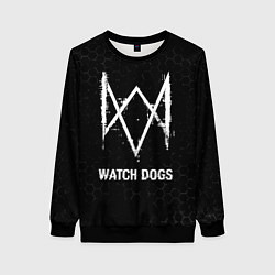 Свитшот женский Watch Dogs glitch на темном фоне, цвет: 3D-черный