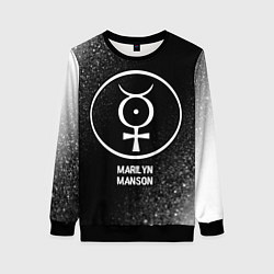 Женский свитшот Marilyn Manson glitch на темном фоне