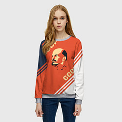 Свитшот женский Ленин на красном фоне, цвет: 3D-меланж — фото 2