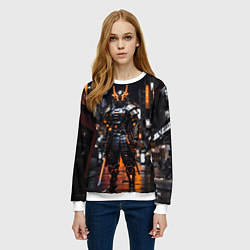 Свитшот женский Кибер робот самурай от нейросети, цвет: 3D-белый — фото 2