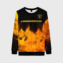 Свитшот женский Lamborghini - gold gradient: символ сверху, цвет: 3D-черный
