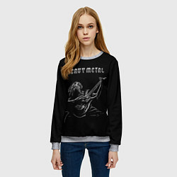 Свитшот женский Heavy metal metalhead, цвет: 3D-меланж — фото 2