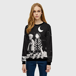 Свитшот женский Троица из Клинок рассекающий демонов, цвет: 3D-черный — фото 2