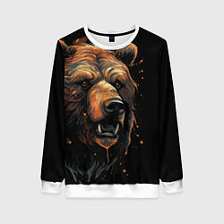 Свитшот женский Бурый медведь, цвет: 3D-белый