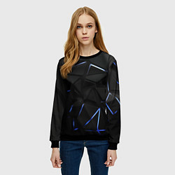 Свитшот женский Black texture neon line, цвет: 3D-черный — фото 2