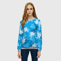 Свитшот женский Синие цветы - Vice city - new ver, цвет: 3D-меланж — фото 2