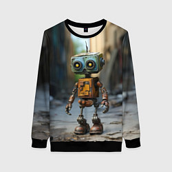 Свитшот женский Миниатюрный робот, цвет: 3D-черный