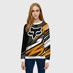 Свитшот женский Fox motocross racing - orange, цвет: 3D-белый — фото 2