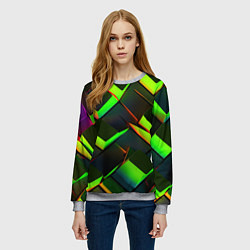 Свитшот женский Зеленые неоновые плитки, цвет: 3D-меланж — фото 2