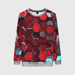 Женский свитшот Cyber hexagon red