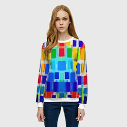 Свитшот женский Colorful strips - pop art - vogue, цвет: 3D-белый — фото 2