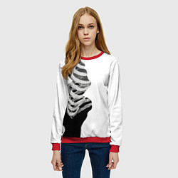 Свитшот женский Скелет под одеждой, цвет: 3D-красный — фото 2