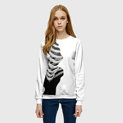 Свитшот женский Скелет под одеждой, цвет: 3D-белый — фото 2