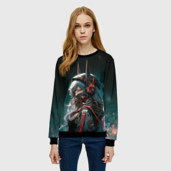 Свитшот женский Девушка с кибернетическими ушками, цвет: 3D-черный — фото 2