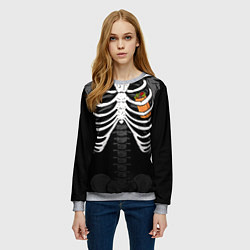 Свитшот женский Скелет: ребра с шаурмой, цвет: 3D-меланж — фото 2