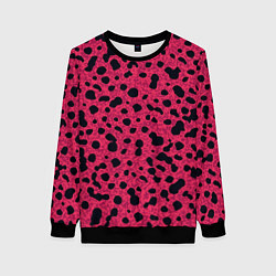 Свитшот женский Пятнистый паттерн розовый, цвет: 3D-черный
