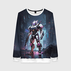 Свитшот женский Робот-штурмовик, цвет: 3D-белый