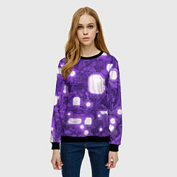 Свитшот женский Фиолетовые кибернетические схемы неон, цвет: 3D-черный — фото 2