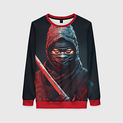 Свитшот женский Портрет сурового ниндзя, цвет: 3D-красный