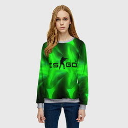 Свитшот женский CSGO green logo, цвет: 3D-меланж — фото 2