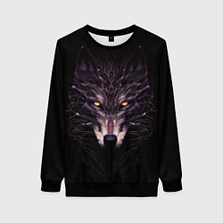 Свитшот женский Волк в кромешной темноте, цвет: 3D-черный