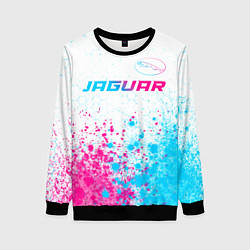 Свитшот женский Jaguar neon gradient style: символ сверху, цвет: 3D-черный