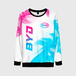 Свитшот женский BYD neon gradient style: надпись, символ, цвет: 3D-черный