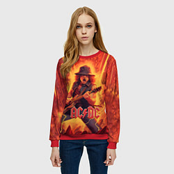 Свитшот женский ACDC rock music fire, цвет: 3D-красный — фото 2