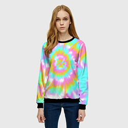 Свитшот женский Tie-Dye кислотный в стиле барби, цвет: 3D-черный — фото 2