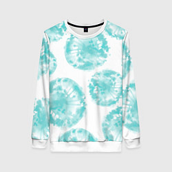 Женский свитшот Акварельные голубые био формы
