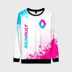Свитшот женский Renault neon gradient style: надпись, символ, цвет: 3D-черный