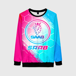 Свитшот женский Saab neon gradient style, цвет: 3D-черный