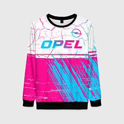 Свитшот женский Opel neon gradient style: символ сверху, цвет: 3D-черный