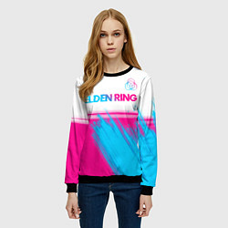 Свитшот женский Elden Ring neon gradient style: символ сверху, цвет: 3D-черный — фото 2