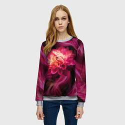 Свитшот женский Розовый цветок в огне - нейросеть, цвет: 3D-меланж — фото 2