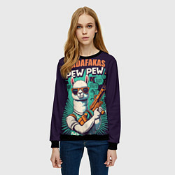 Свитшот женский Pew Pew Madafakas - лама с пистолетами, цвет: 3D-черный — фото 2