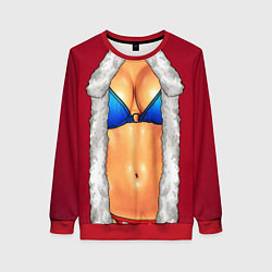 Свитшот женский Красный костюм снегурочки с грудью, цвет: 3D-красный