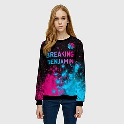 Свитшот женский Breaking Benjamin - neon gradient: символ сверху, цвет: 3D-черный — фото 2