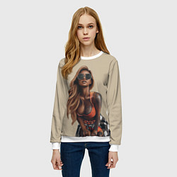 Свитшот женский Девушка с тату, цвет: 3D-белый — фото 2